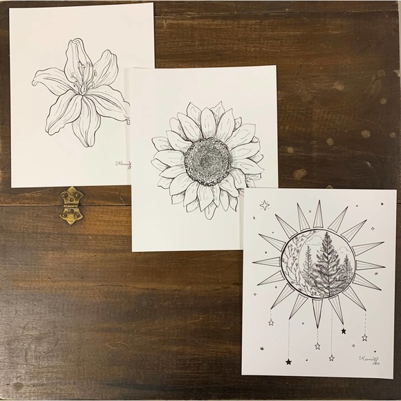 Sun and Moon Print | Moon and Stars Print | Sun and Moon Wall Art - Picture 2 of 3